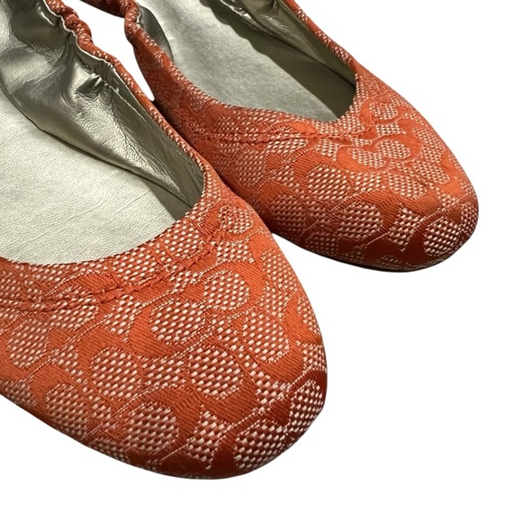 Coach Women’s 6.5 Orange Logo Ballet Flats Slip On Shoes S5 - Picture 3 of 7